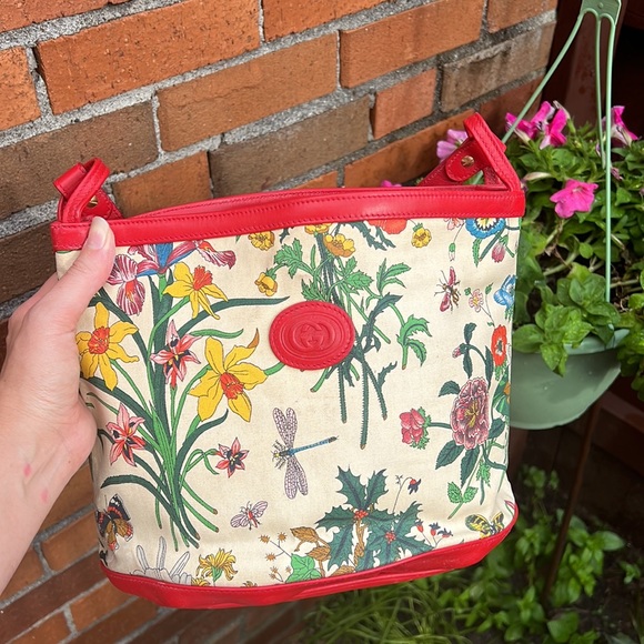 ❤️Authentic GUCCI flora bloom shoulder bag Crossbody  Vintage FLORAL pattern 🍀 - Picture 9 of 9